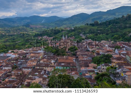 View of Jericoó, Antioquia, Colombia from Morro El Salvador Royalty-Free Stock Photo #1113426593