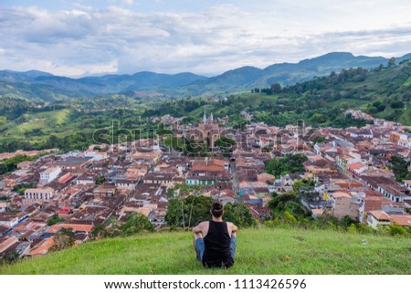 View of Jericoó, Antioquia, Colombia from Morro El Salvador Royalty-Free Stock Photo #1113426596