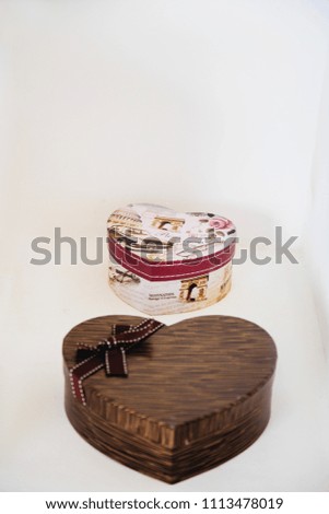 Heart shaped gift or candy boxes on white background