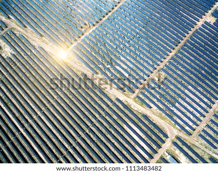 Aerial photography industrial photovoltaic solar line beauty