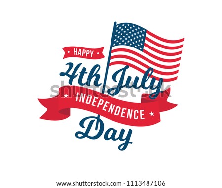 Vintage United States Of America 4th July Independence Day Logo Badge Illustration Royalty-Free Stock Photo #1113487106
