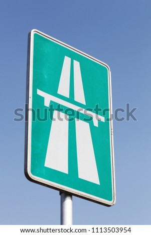 Motorway symbol road sign in Denmark