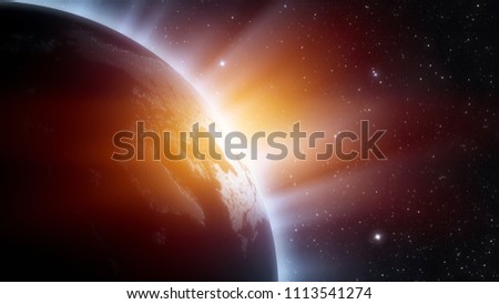 Beautiful Earth planet in cold light
