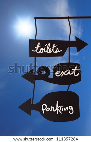 Blank modern hanging sign with space text with blue sky