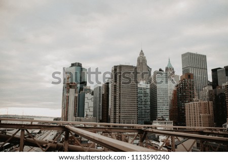 Manhattan, Downtown at evening. 
View from the Brooklyn Bridge 