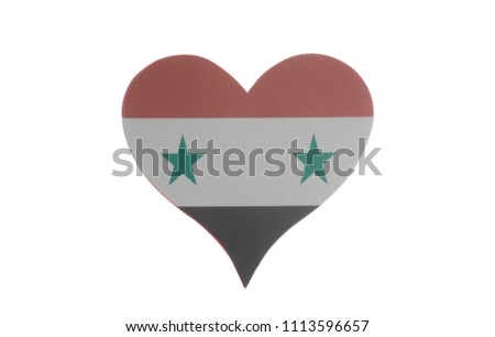 Heart with Flag of Syria isolated on a white background.