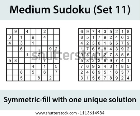 Vector Sudoku puzzle with solution - medium level