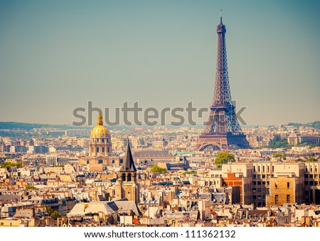View on Eiffel Tower, Paris, France Royalty-Free Stock Photo #111362132