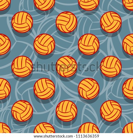 Seamless pattern with volleyball ball symbol. Vector illustration. Ideal for wallpaper, packaging, fabric, textile, wrapping paper design and any kind of decoration.