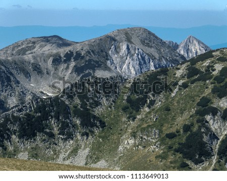 Panoramic view from Route to climbing a Vihren peak to Pirin Mountain, Bulgaria