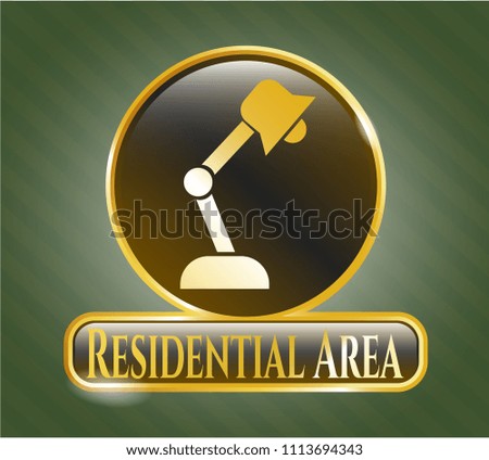  Shiny badge with desk lamp icon and Residential Area text inside
