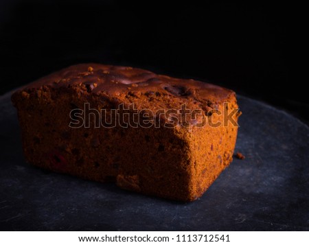 Baked Plum Cake On Stone Background