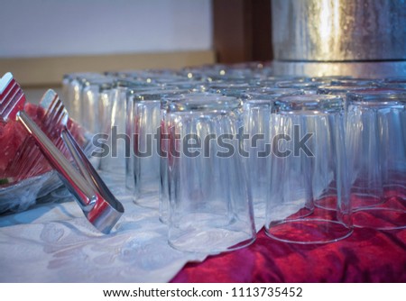 rows of dinning glasses
