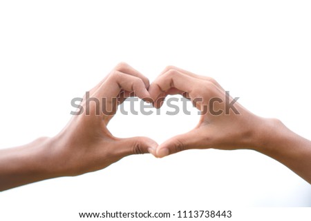 Blurry heart shape from hand show lovely on white background