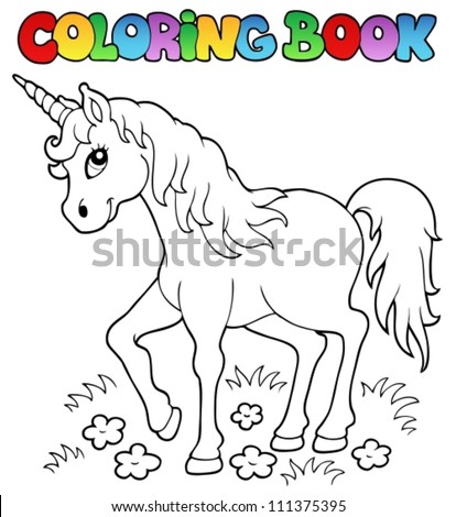 Coloring book unicorn theme 1 - vector illustration.