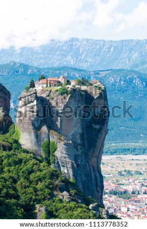 The Meteora is a rock formation in central Greece hosting one of the largest and most precipitously built complexes of Eastern Orthodox monaste