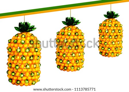 Pineapples fruits on white background