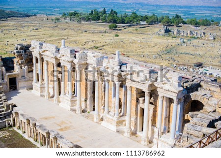 Roman amphitheatre in the ruins of Hierapolis, in Pamukkale, Turkey. 