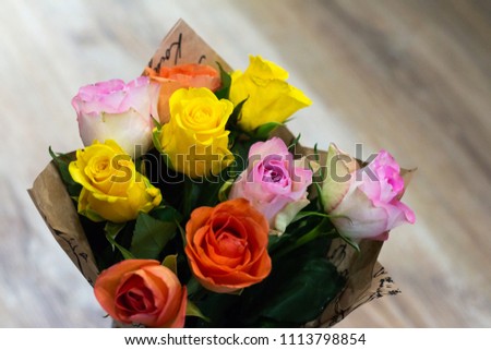 Colored flowers present