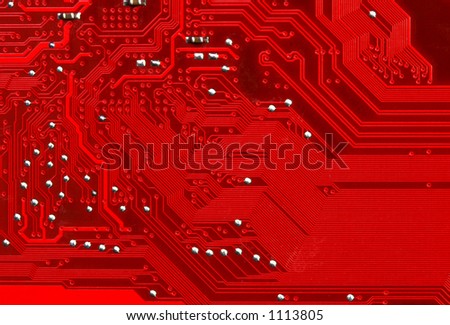 A motherboard close up showing some circuits