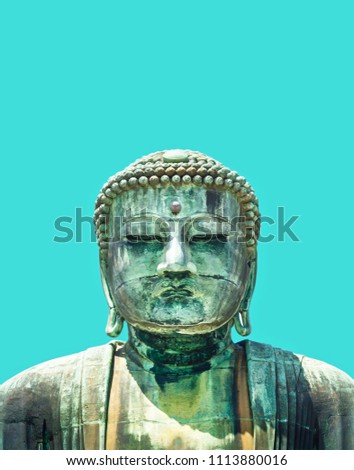 Big Buddha Statue At Kamakura Isolated On Blue Background , Japan
