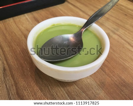 Matcha green tea pudding, Delicious dessert.