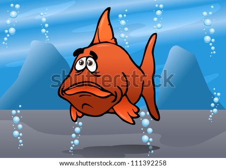 illustration of a the cute fish red bash underwater-Animals of a coral reef