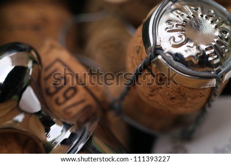 close-up picture of wine and champagne-corks