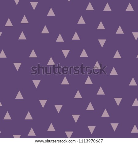 Violet geometric background with triangles. Seamless pattern. Fashionable color. Trendy minimalist design for printing on fabric, textile, paper, covers Vector illustration  