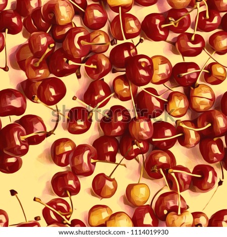 Cherries seamless pattern. Watercolor illustration. Food background.