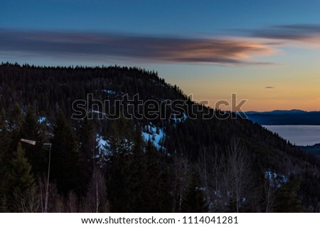 Picture of cold landscape view on a hill in Norway