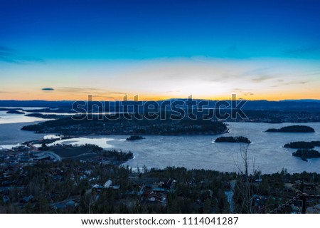 Picture of cold landscape view on a hill in Norway