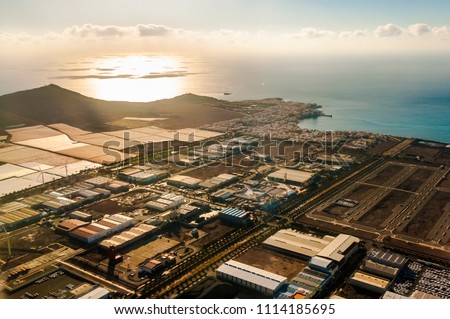 Aerial view from plane. Gran Canaria. Spain. Europe.