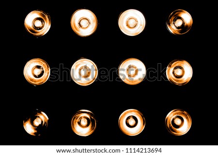 Light bulbs on a black background