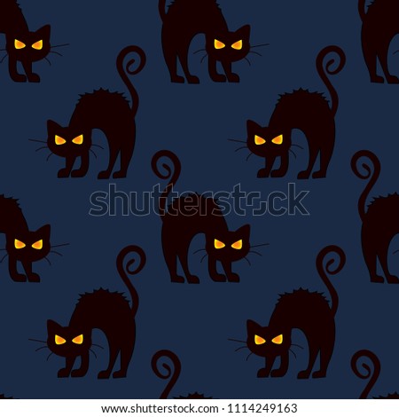 Abstract seamless halloween cat pattern for girls or boys. Creative pattern with cat, cloud boo, halloween. Funny halloween cat pattern for textile and fabric. Fashion style. Colorful picture.