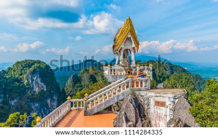 The top of  Tiger Cave temple, (Wat Tham Suea), Krabi region, Thailand Royalty-Free Stock Photo #1114284335