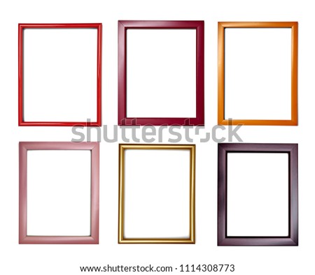 collection of various  wooden frame on white background. each one is shot separately