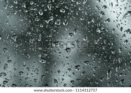 raindrops on a glass window of a car in forest