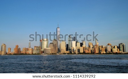 Lower Manhattan Skyline from Jersey City on Summer Day