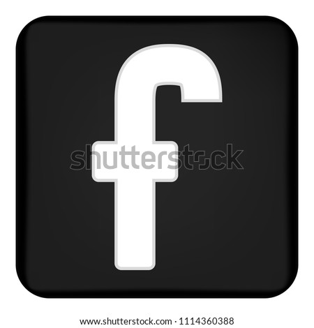 Vector image of a flat icon with the letter F of the black color. Button with the letter F.