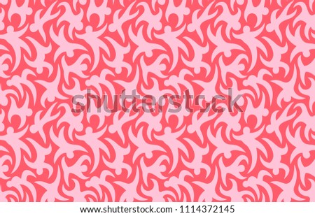 Beautiful pink seamless pattern with stylized silhouettes of dancing people