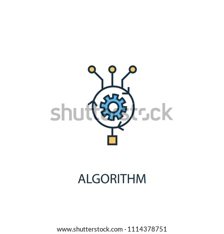 Algorithm concept 2 colored line icon. Simple yellow and blue element illustration. Algorithm concept outline symbol design from Artificial Intelligence set. Can be used for web and mobile UI/UX Royalty-Free Stock Photo #1114378751