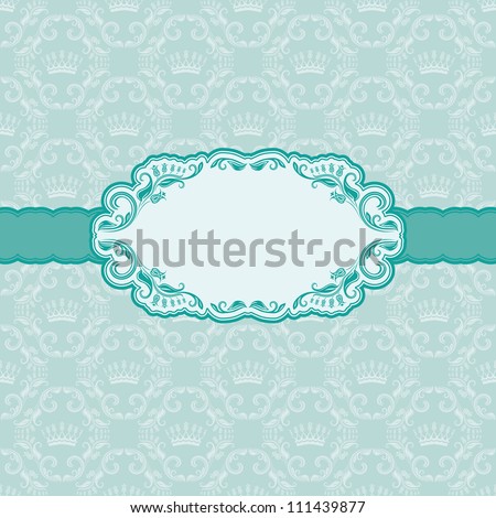 Template frame design for greeting card . Background - seamless pattern.
