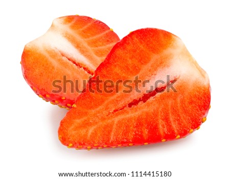 sliced strawberry path isolated