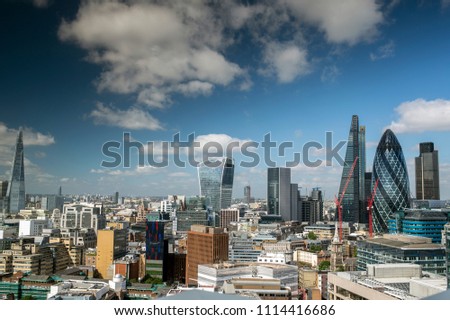 close up amazing london skyline on a sunny day