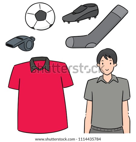 vector set of soccer player and soccer equipment