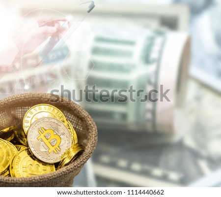 Bitcoin. New virtual money technology business for blockchain