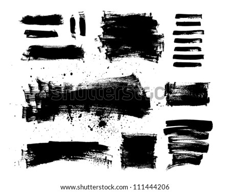 A collection of black grungy vector abstract hand-painted brush strokes