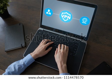 VPN. Virtual private network. Security encrypted connection. Anonymous internet using. Royalty-Free Stock Photo #1114478570