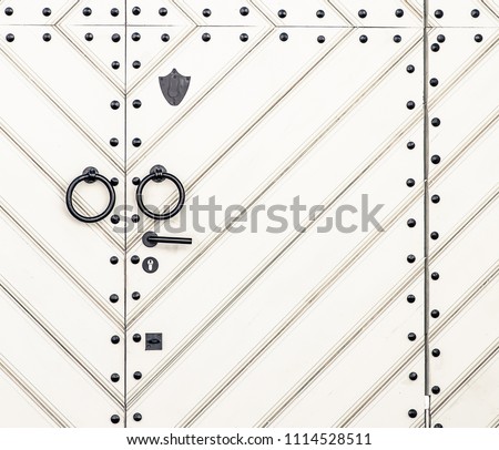 NEW minimalism. Trendy wallpaper for greeting, gift, wedding, invitation, birthday card. The old door in old gothic town.